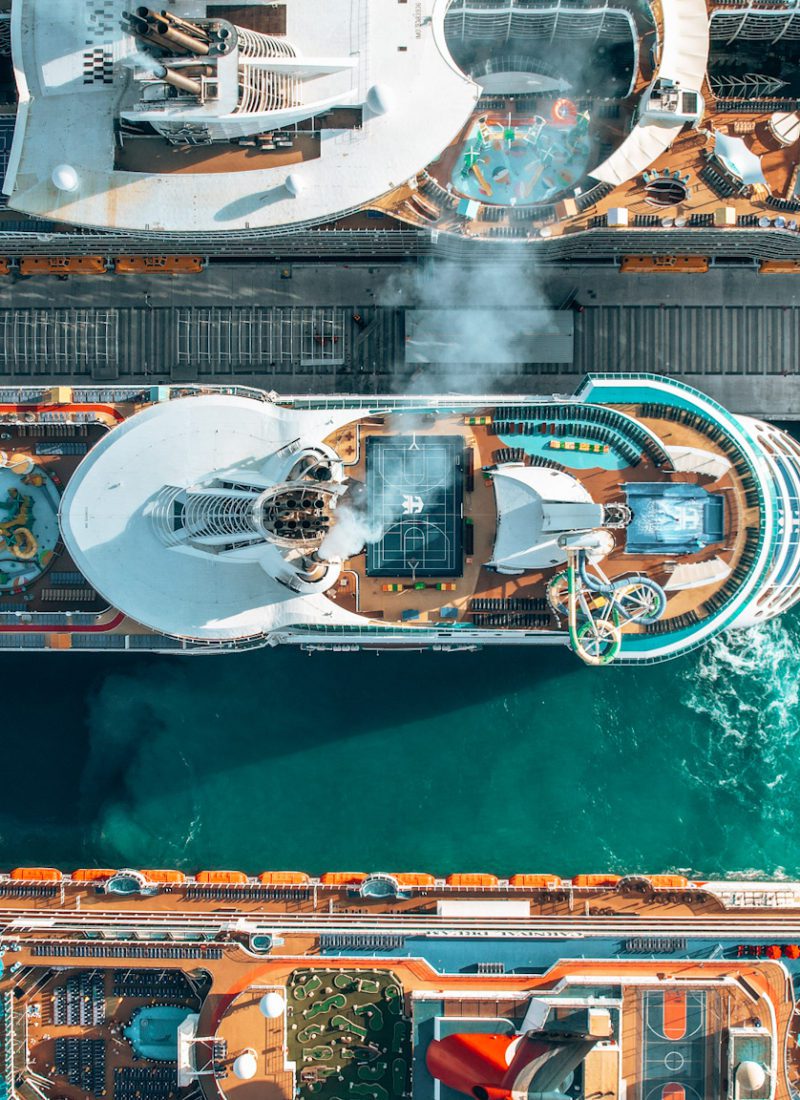 Drone photo of cruise ships