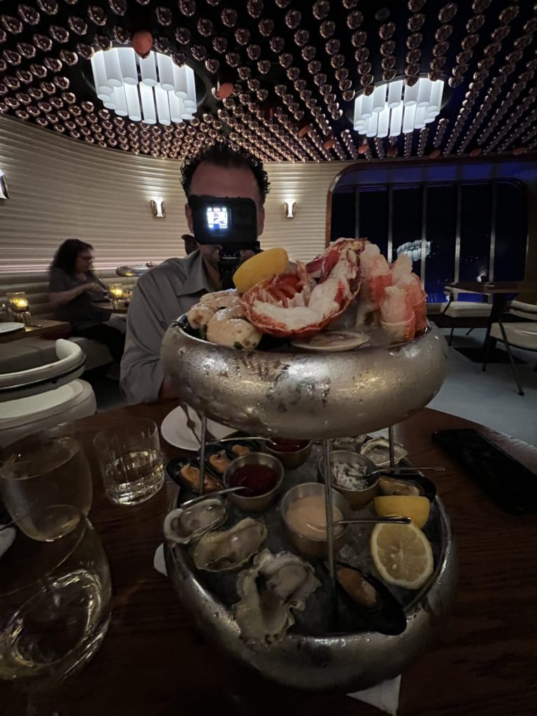 Seafood tower on Virgin Voyages at The Wake