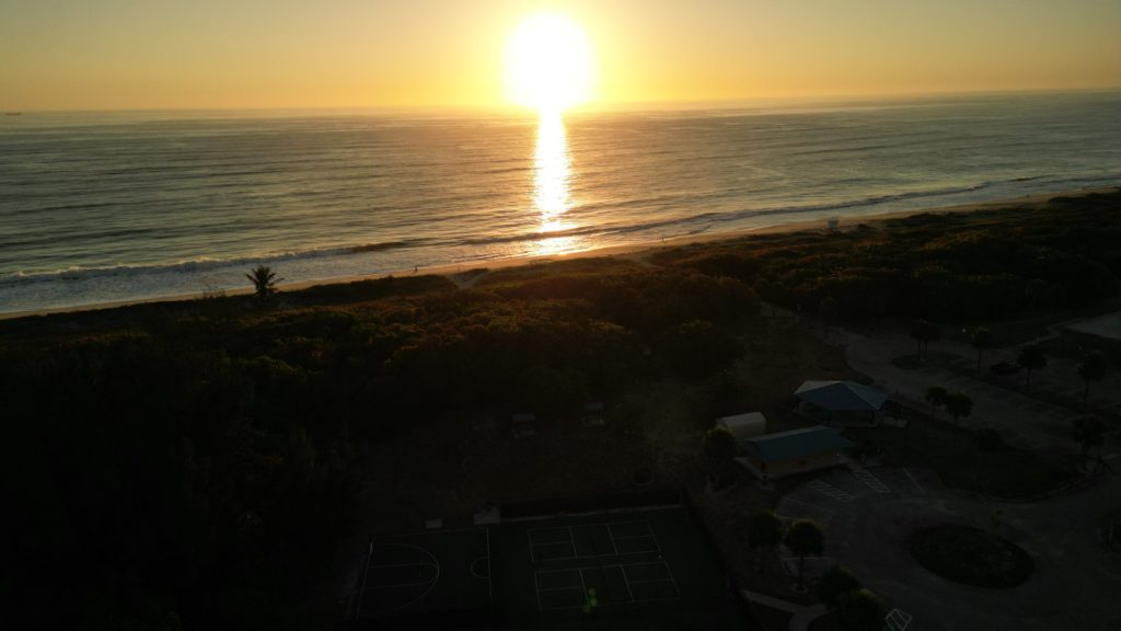 Pepper Park Beachside pickleball courts at sunrise shot by Christine Lozada on Mavic Mini 3 Pro