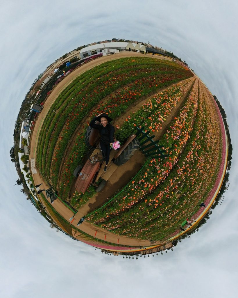 Christine Lozada at the Carlsbad Flower Fields shot on Insta 360