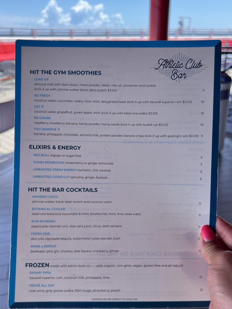Drinks menu on Virgin Voyages Scarlet Lady