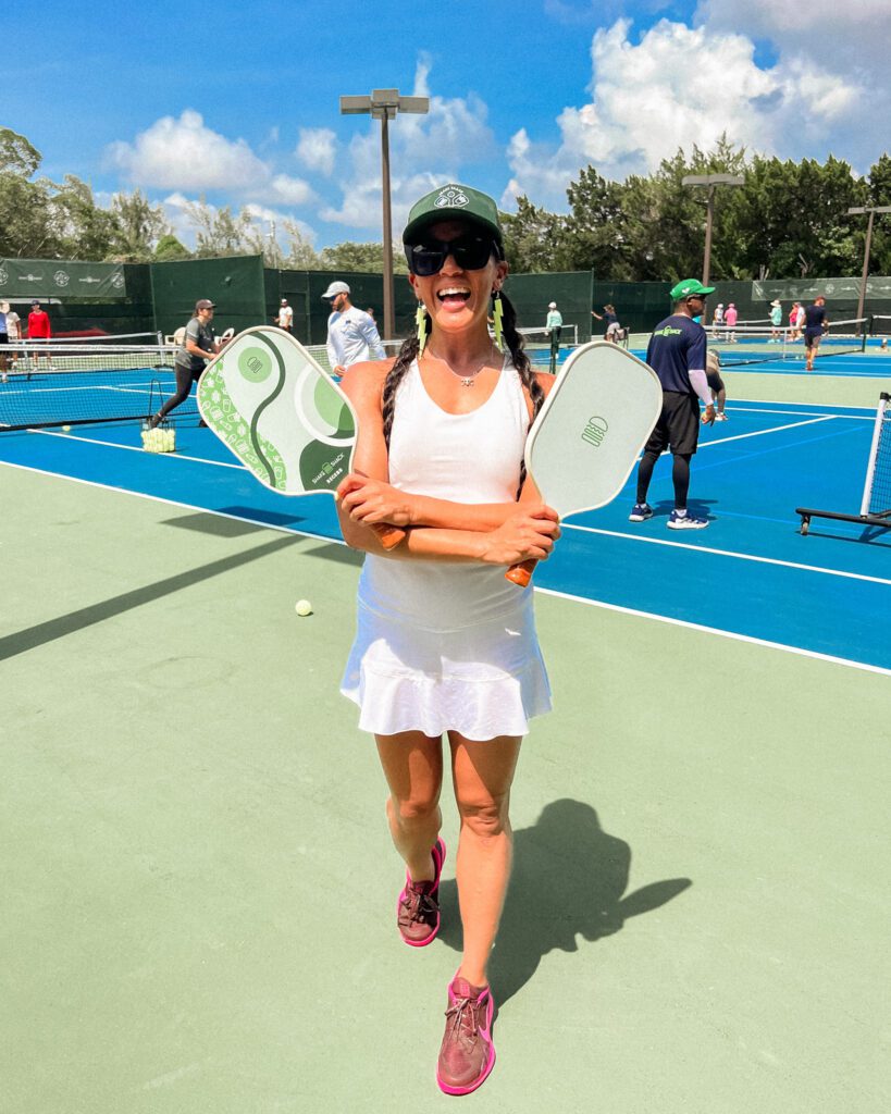 Christine Lozada playing pickleball in Miami