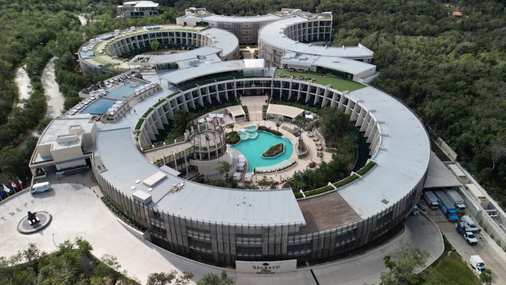 Tulum Secrets Resort drone shot by Christine Lozada