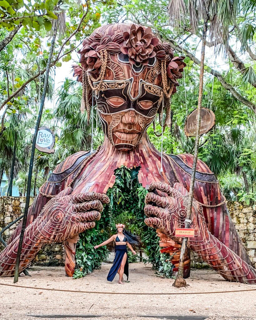 Christine Lozada at (old) Tulum Statue Location