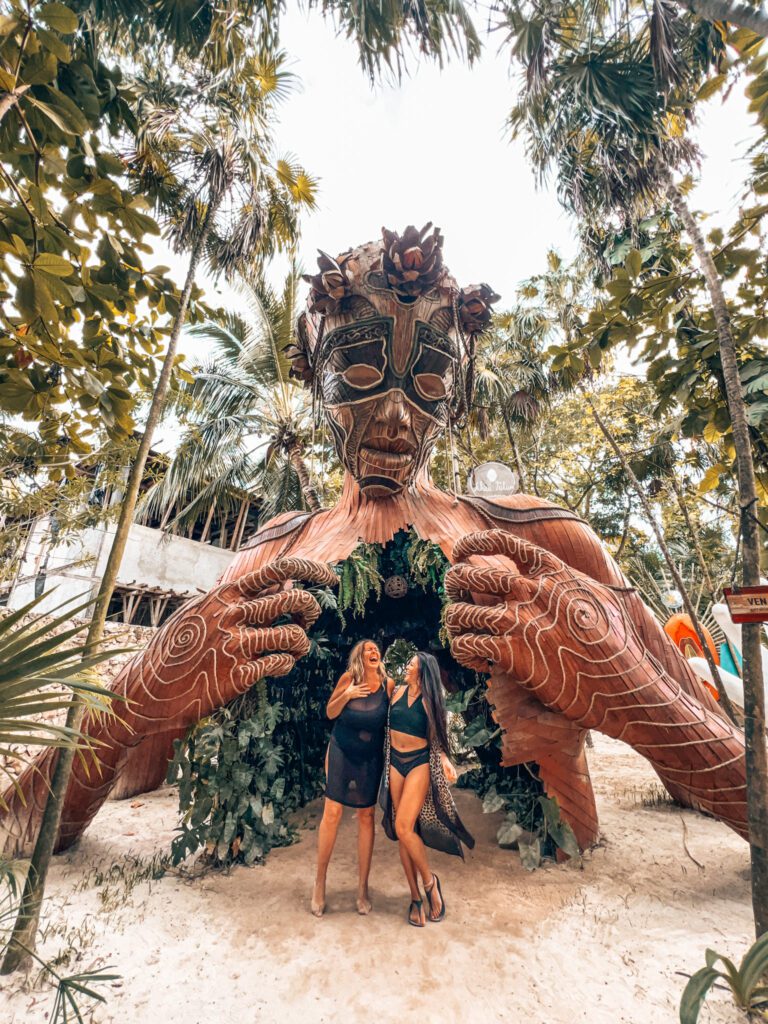 Christine Lozada at Tulum Famous Statue