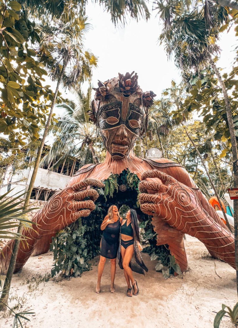 Christine Lozada at Tulum Famous Statue