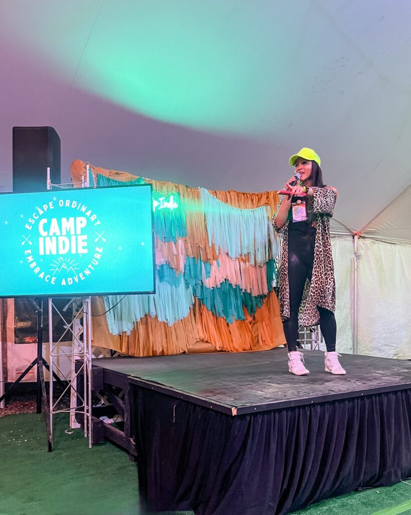 Christine Lozada on stage at Camp Indie