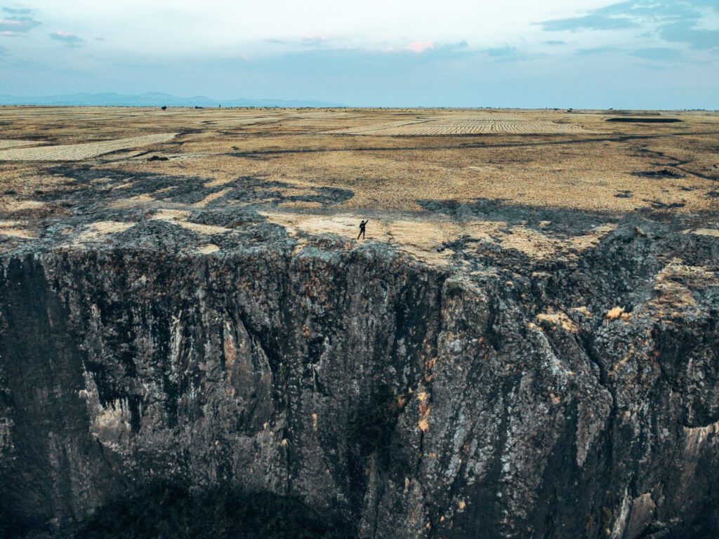 Drone shot of Christine Lozada in Ethiopia